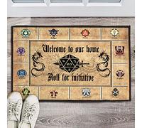 Dungeon and Dragon, Welcome to Our Home Please Roll for Initiative, Game Icons for Gamer, Dungeon and Dragon L Decor Poster Wall Art Tin Sign Decor Metal Sign Poster 12X8 Inches
