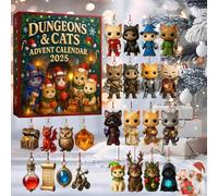 Dungeon Cat Game Animals Advent Calendar 2025, 24-Day Christmas Acrylic Animal Countdown Calendar, 24 Cute Animal Hanging Ornaments for Xmas Tree, Perfect Collectible Set for Creatures Lovers