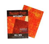 Dungeon Craft Battle Map for DND & RPG - Double-Sided Gloss Laminated 24"x33" Mat with 1" Grid - Wet/Dry Erase Tabletop Terrain - Hell Pack