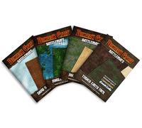 Dungeon Craft Battlemaps Board Game, Battle Mat for Dungeons and Dragons, Double-Sided Gloss Laminated DND Mat, Wet and Dry Erase Board, Table Top Games, 24"x33"/1" Grid (Set of 4)