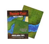 DUNGEON CRAFT Battlemaps Board Game, Battle Mat for Dungeons and Dragons, Double-Sided Gloss Laminated DND Mat, Wet and Dry Erase Board, Table Top Games (Grasslands Pack, 24"x33"/1" Grid)