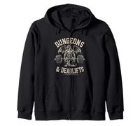 Dungeons And Deadlifts Gym Workout Goth Fantasy Zip Hoodie