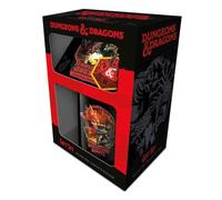 PYRAMID Dungeons and Dragons Gift Set (Modern Retro Design) 11oz Ceramic Coffee Mug, Coaster & Keyring in Presentation Gift Box - Official Merchandise