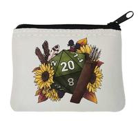 Dungeons and Dragons Inspired Archer Flowers Art Neoprene Coin Purse Pouch 10x11cm White