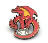Dungeons and Dragons Pin Badge - D&D Gift - Red Dragon Pin - Natural Twenty D20 Pin - D&D Gift for Dungeons and Dragons and Tabletop RPGs