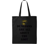 Dungeons are All About The loot Natural Ecological Cotton Tote Bag Black