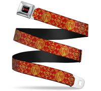 Dungeons & Dragons Belt, Seatbelt Buckle, Dungeons & Dragons Year of the Dragon, Red, 1.5" Wide - Fits Pant Size 32-52