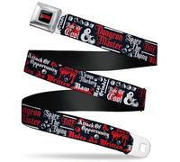 Dungeons & Dragons Belt, Seatbelt Buckle, Master Collage, Black, 1.5" Wide - Fits Pant Size 32-52