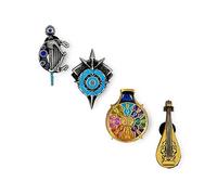 Dungeons & Dragons: Honor Among Thieves 3D 4 Pin Set - Officially Licensed Multicolored Original Artwork Enamel Lapel Pins with Logo, Lute, Spell Dispenser, and Medal of Freedom