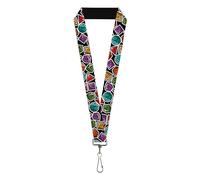 Dungeons & Dragons Lanyard, Dungeons & Dragons Dice Collage Black Multi Color, Elastic, Multicolor, 44" x 1"