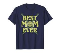 Dungeons & Dragons Mother's Day Best Mom Ever Dice Swords T-Shirt, Men, Navy Blue, X-Large