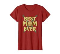 Dungeons & Dragons Mother's Day Best Mom Ever Dice Swords T-Shirt, Women, Cranberry Red, Medium