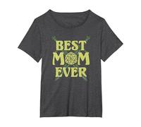 Dungeons & Dragons Mother's Day Best Mom Ever Dice Swords T-Shirt, Women's Plus, Dark Heather Grey, 2X