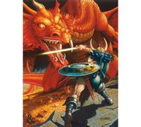 Dungeons & Dragons Warrior Red Dragon Framed Canvas Print Orange (80Cm X 60Cm)
