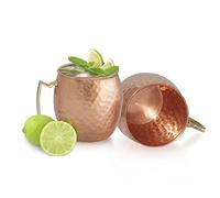 Dungri India Moscow Mule Copper Mug - 100% Solid Copper Cup -16 oz - Best Handcrafted Hammered Copper Mug for Moscow Mules- Set of 2