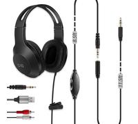 DUNGZDUZ 20Ft Extra Long Cord Headphones for TV & PC with Volume Control, Wired TV Headset with Extension Cable, 3.5mm Aux Jack with USB & RCA Adapters for More TVs, Senior Friendly