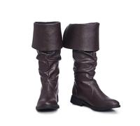DUNHAO COS Medieval Male and Female Renaissance Pull On Mid Calf Gothic Boots Flat Jazz Boots Renaissance Boot-Dark brown US 10.5/CH44
