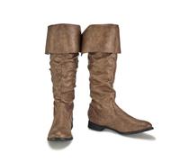 DUNHAO COS Medieval Male and Female Renaissance Pull On Mid Calf Gothic Boots Flat Jazz Boots Renaissance Boot, Brown, 7 UK