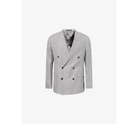 Dunhill Mens Dunhill Check Cavendish Double-Breasted Linen-Blend Jacket Grey 44R