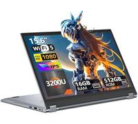 DUNHOO 15.6 Inch 2 in 1 Gaming Laptop, Touchscreen Laptop Computer with Ryzen 3-3200U CPU (up to 3.5GHz) 16GB RAM 512GB SSD Laptops RJ45 WIFI5 BT5.1 HDMI Backlit Keyboard Radeon Vega 3 Win 11 Pro