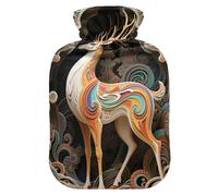 Dunhuang Divine Deer Travel hot Water Bottle with Soft Cover, 1L hot Compress for Sore Muscle, Sore Muscle, Bolsa de agua Caliente para el Dolor