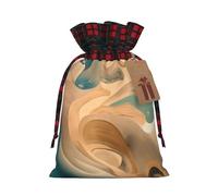 Dunhuang Mystery Christmas Drawstring Gift Bags, S Rustic Linen Tartan Pouches with Tags for Wedding Party Favours