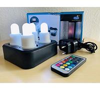 Duni 4x LED Set, 4 Hours of Light with Remote Control and 12x Charging Station