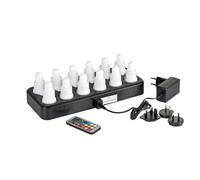 Duni LED Flex Set - 12 LED Candles RGB+W (Colour + Warm White) with Induction Charging Base and Remote Control