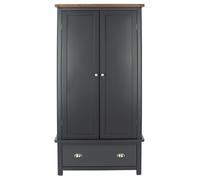 Dunkeld Midnight Blue & Antique Oak Chest Wardrobe Bedsides Bookcase and Stools