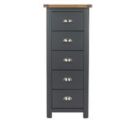 Core Products Dunkeld Handcrafted 5 Drawer Narrow Chest Midnight Blue, Blue
