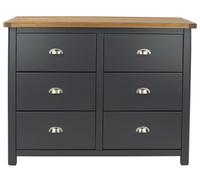 Dunkeld Wide Chest - 6 Drawer - Blue