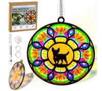 DUNKHADEN Dog Memorial Suncatcher Gifts for Dog Lovers Stained Glass Disc Lost Dog Memorial Gifts Write Dog's Name for Pet Lovers Pet Memorial Gifts Loving Memories for Lose Dog
