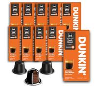 Dunkin' Coffee Dark Roast 100 Coffee Capsules, Compatible with Nespresso Original Capsule Machines, 100% Arabica Beans, Dark Roast with Gentle Roasted Aromas and Elegant Fullness, Intense and