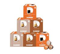 Dunkin’ Donuts Variety Box - 60 Coffee Capsules, 3 Varieties: Cappuccino, Caramel Latte & Original Blend, Compatible with Dolce Gusto Capsule Machines, Smooth & Aromatic