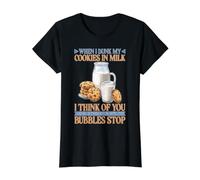 Dunking Cookies Think of You Till Bubbles Stop Value Graphic T-Shirt, Women, Black, L