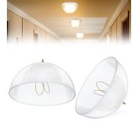 Dunkive 2 Pack Clip On Lamp Shade, Light Cover for A Type Bulb, 8" DIA x 4 1/4" Height Lamp Cover for Deco Exposed Bare Bulb Fixture, Acrylic Dome Clip on Standard Shades for Home Bathroom Office