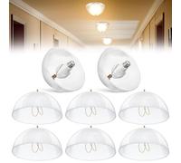Dunkive 8 Pack Clip On Lamp Shade, Light Cover for A Type Bulb, 8" DIA x 4 1/4" Height Lamp Cover for Deco Exposed Bare Bulb Fixture, Acrylic Dome Clip on Standard Shades for Home Bathroom Office
