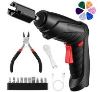 Dunkive Guitar Tool Set, Electric String Winder, String Cutter, Bridge Pin Puller, 200RPM Rechargeable Tuner Winder with LED Lights, 10 Screwdriver Bits, 6 Guitar Picks for Stringed Instruments