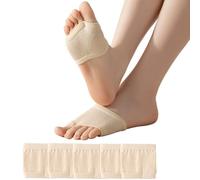 DUNKOING Women Open Toe Half Socks Cotton Peep Toe Mule Sandal Sock for Clogs Flip Flop Slide Slipper Liner Sock 5-9, 5 Beige, 4-8 UK