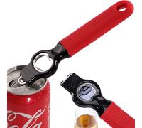 DUNLAGUE 2-Pack Magnetic Beer Bottle Opener & Soda Can Opener, 2-in-1 Bottle Opener and Can Tab Opener Tool for Bartender, Long Nails, Arthritis, Seniors, Silicone Handle with Build in Magnet - Red