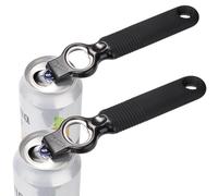 DUNLAGUE 2-Pack Soda Can Opener and Beer Bottle Opener Bartender with Good Grip Silicone Handle, Pop Top Can Tab Opener for Long Nails, Bottle Opener for Arthritic Hand and Seniors, Black