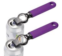 DUNLAGUE 2-Pack Soda Can Opener and Beer Bottle Opener Bartender with Good Grip Silicone Handle, Pop Top Can Tab Opener for Long Nails, Bottle Opener for Arthritic Hand and Seniors, Purple