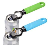 DUNLAGUE 2-Pack Soda Can Opener and Beer Bottle Opener Bartender with Good Grip Silicone Handle, Pop Top Can Tab Opener for Long Nails, Bottle Opener for Arthritic Hand and Seniors, 1* Blue 1* Green