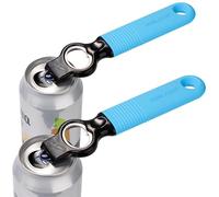 DUNLAGUE 2-Pack Soda Can Opener and Beer Bottle Opener Bartender with Good Grip Silicone Handle, Pop Top Can Tab Opener for Long Nails, Bottle Opener for Arthritic Hand and Seniors, Gemstone Blue