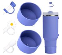 DUNLAGUE Boot and Straw Cover Set - 2pcs Silicone Boot, 3pcs Straw Cap, Bottom Protector for Stanley Cup H2.0 30oz & 40oz, Exact Color Match with Stanley, Accessories Exclusive Lupine