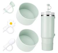 DUNLAGUE Boot and Straw Cover Set - 2pcs Silicone Boot, 3pcs Straw Cap, Bottom Protector for Stanley Cup H2.0 30oz & 40oz, Exact Color Match with Stanley, Accessories Mist