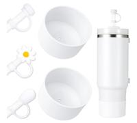DUNLAGUE Boot and Straw Cover Set - 2pcs Silicone Boot, 3pcs Straw Cap, Bottom Protector for Stanley Cup H2.0 30oz & 40oz, Exact Color Match with Stanley, Accessories Frost