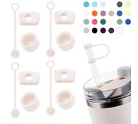 DUNLAGUE Silicone Spill Stopper Set Compatible with Stanley Cup 2.0 30oz & 40oz with Straw Cover (Set of 4, Rose Quartz)