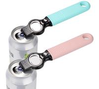 DUNLAGUE Soda Can Opener and Beer Bottle Opener Bartender with 4.2" Long Silicone Handle, Pop Top Can Tab Opener for Long Nails, Bottle Opener for Arthritic Hand and Seniors 1*Aqua blue1*Pink