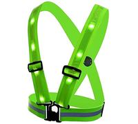 DUnLap Reflective Vest Cycling Outdoor Sports LED Reflective Vest Belt with 3 Light Modes Adjustable Safety Vest for Night Running Cycling Reflective Running Vest(Green)
